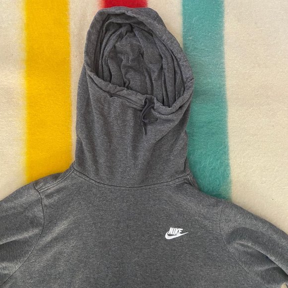 Unisex Nike mock neck hooded sweatshirt, soft, grey, oversized - Picture 3 of 4